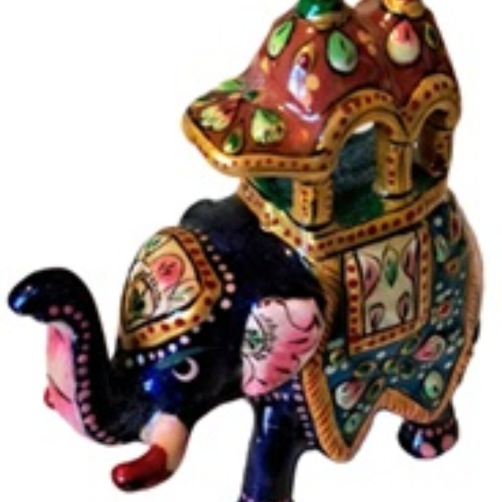 Cobalt Blue Meenakari Elephant Figurine